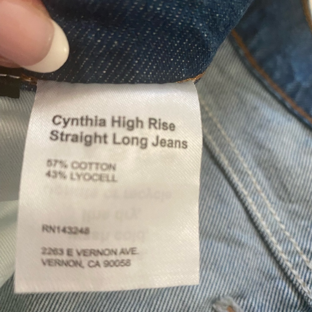 Reformation Cynthia High Rise Straight Long Jeans - Dark Blue - Picture 4 of 6